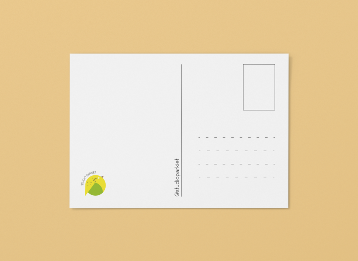 Achterkant postkaart geel
