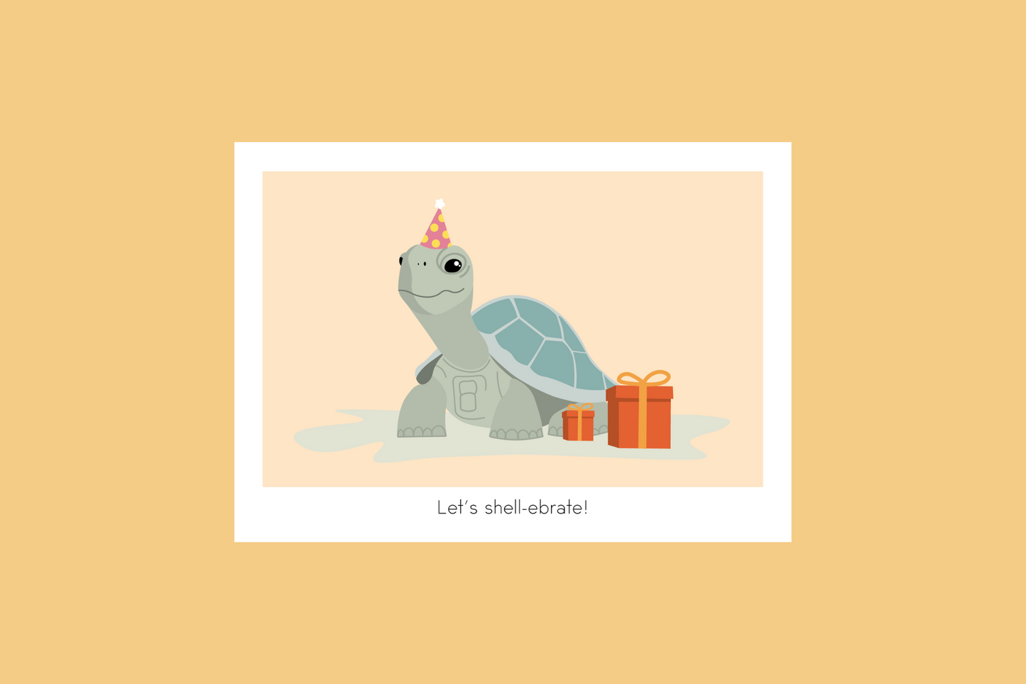 Kaartje schildpad Shellebrate achterkant