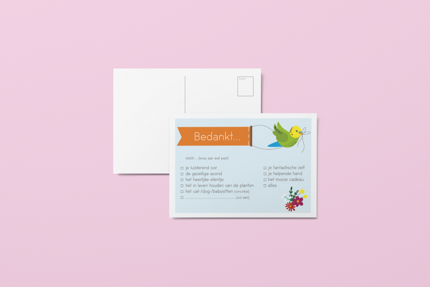 Postkaart - Bedankt