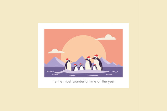 Kerstkaart - Pinguins