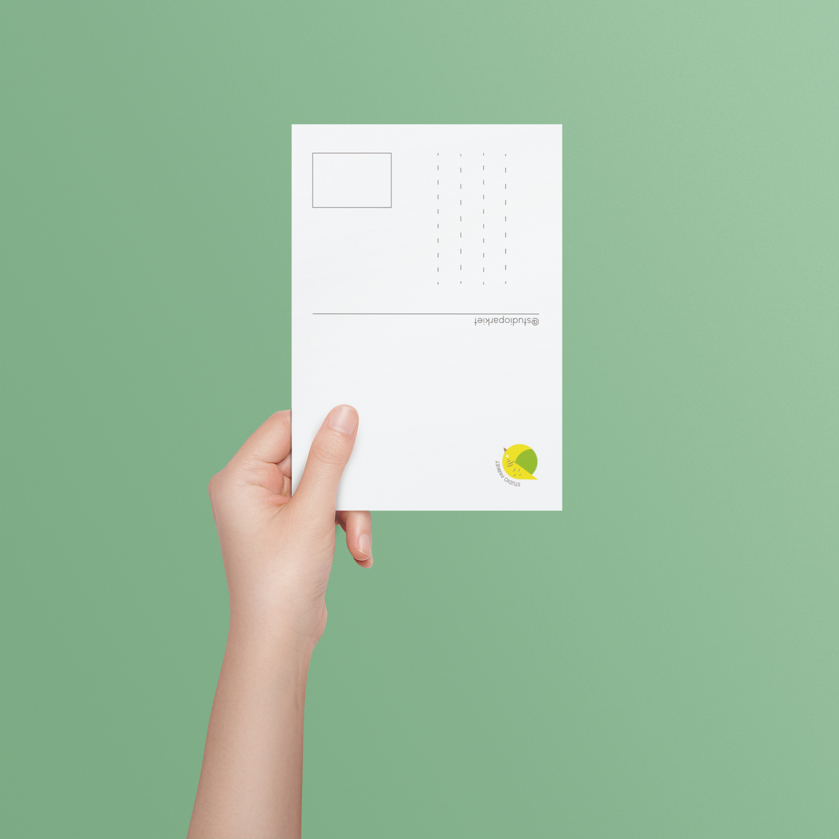 Achterkant postkaart groen