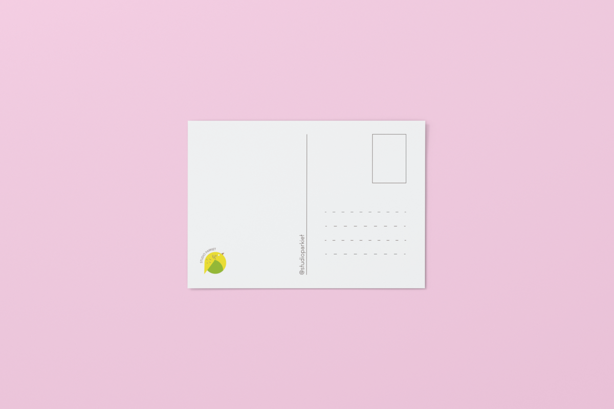 Achterkant postkaart roze