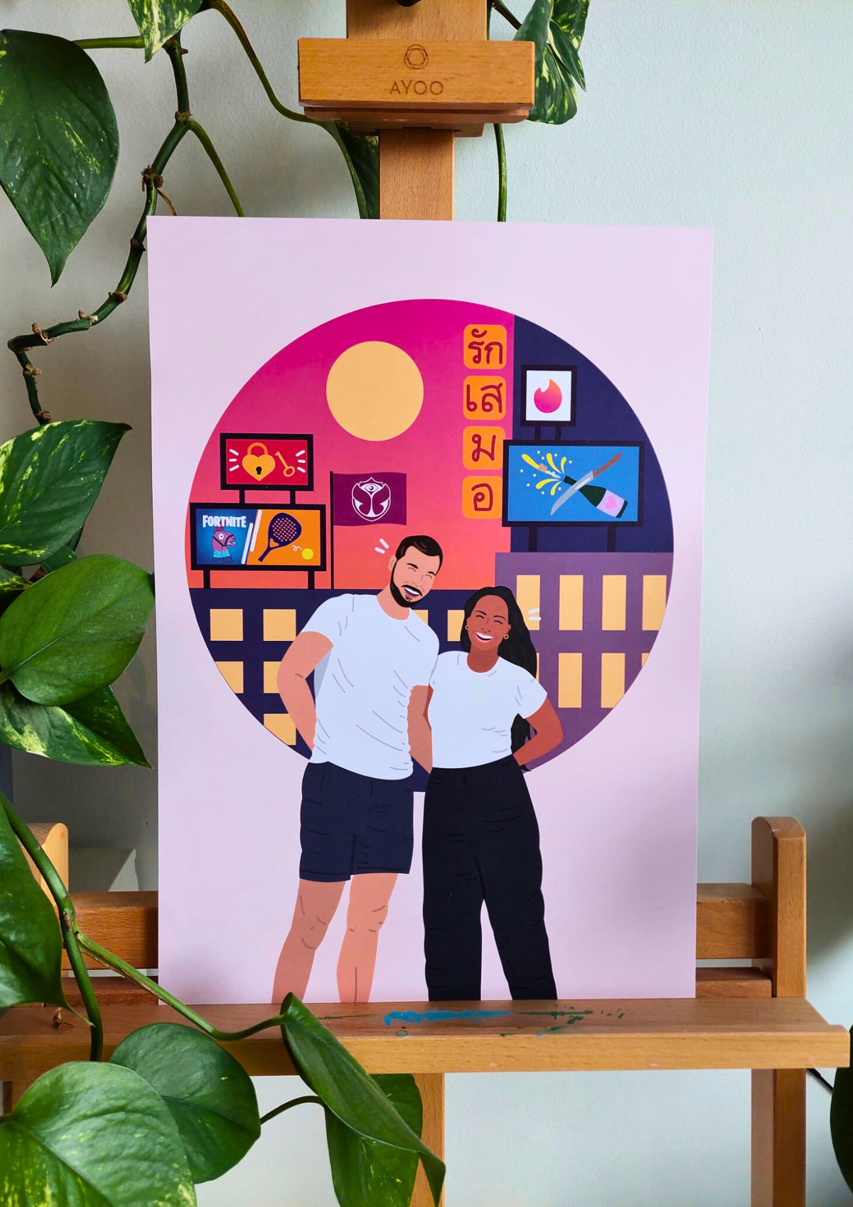 Illustratie op maat portret als trouwcadeau