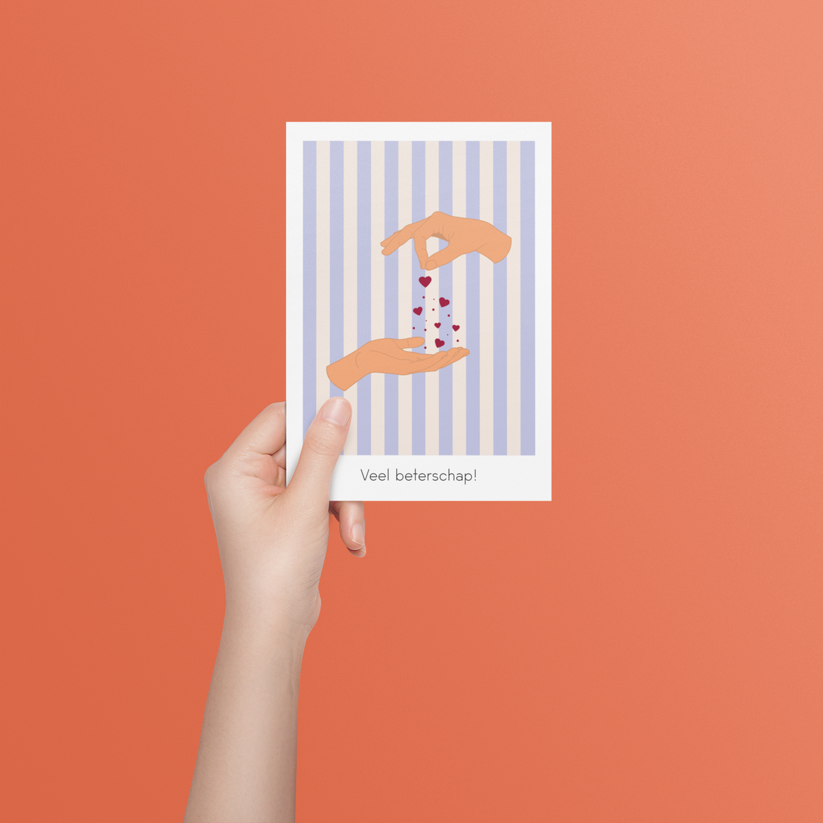 Beterschapskaart met circusillustratie en de tekst "Veel beterschap!", vooraanzicht