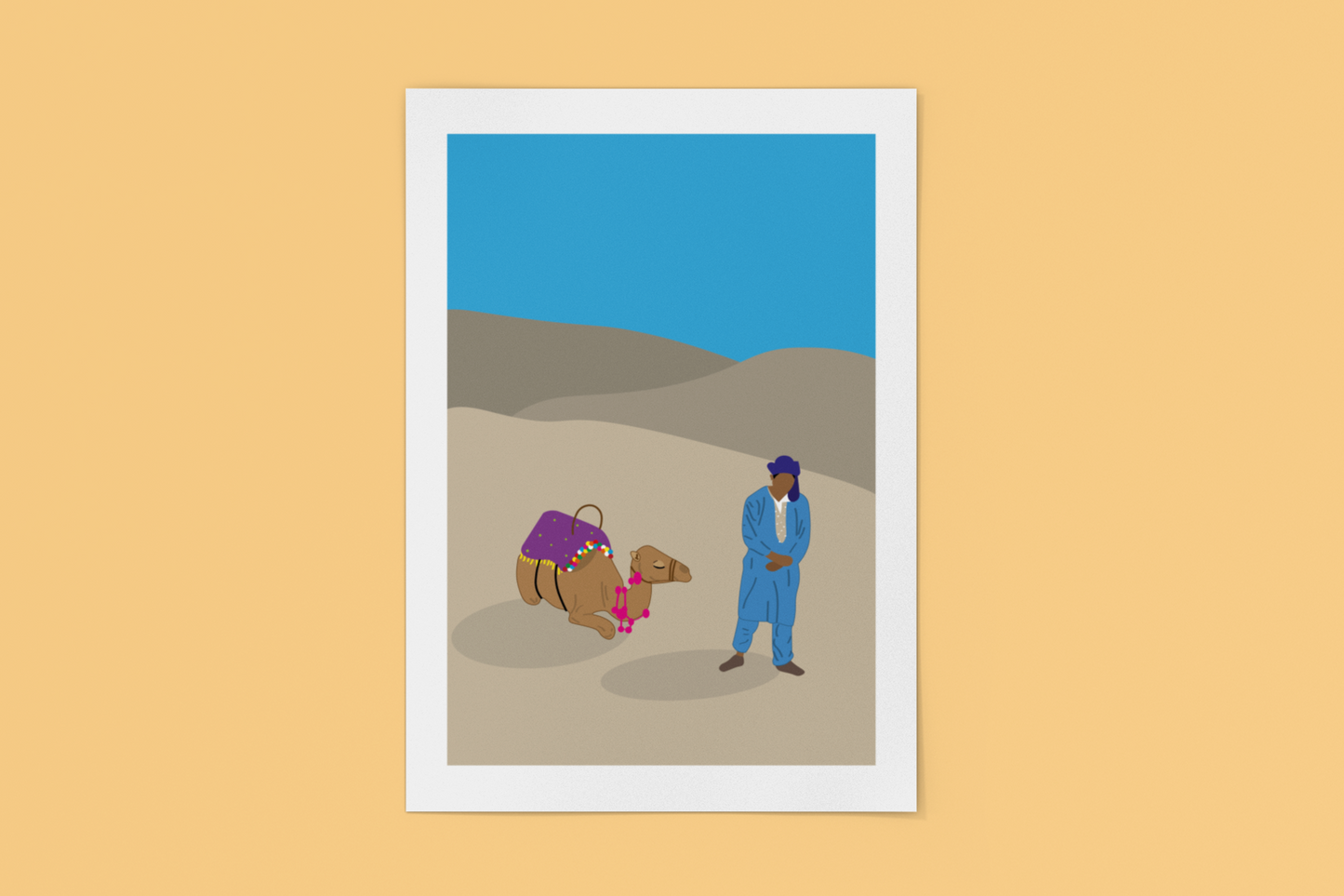 Minimalistische A3-poster van de Sahara bij Marrakech