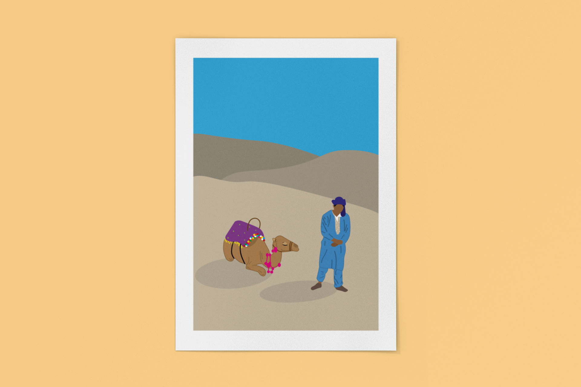 Minimalistische A3-poster van de Sahara bij Marrakech