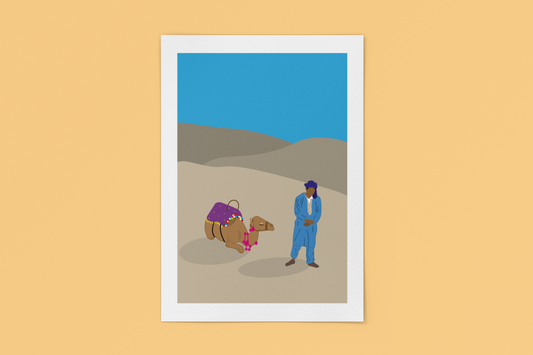 Minimalistische A3-poster van de Sahara bij Marrakech