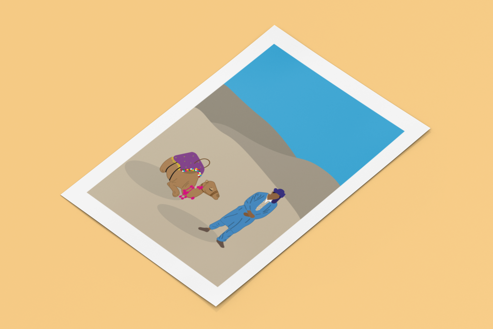 Minimalistische A3-poster van de Sahara bij Marrakech liggend