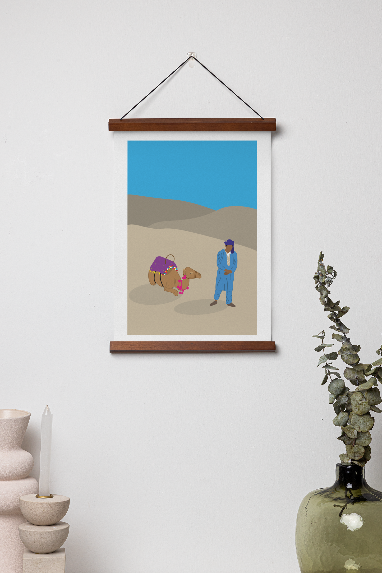 Minimalistische A3-poster van de Sahara bij Marrakech aan de muur