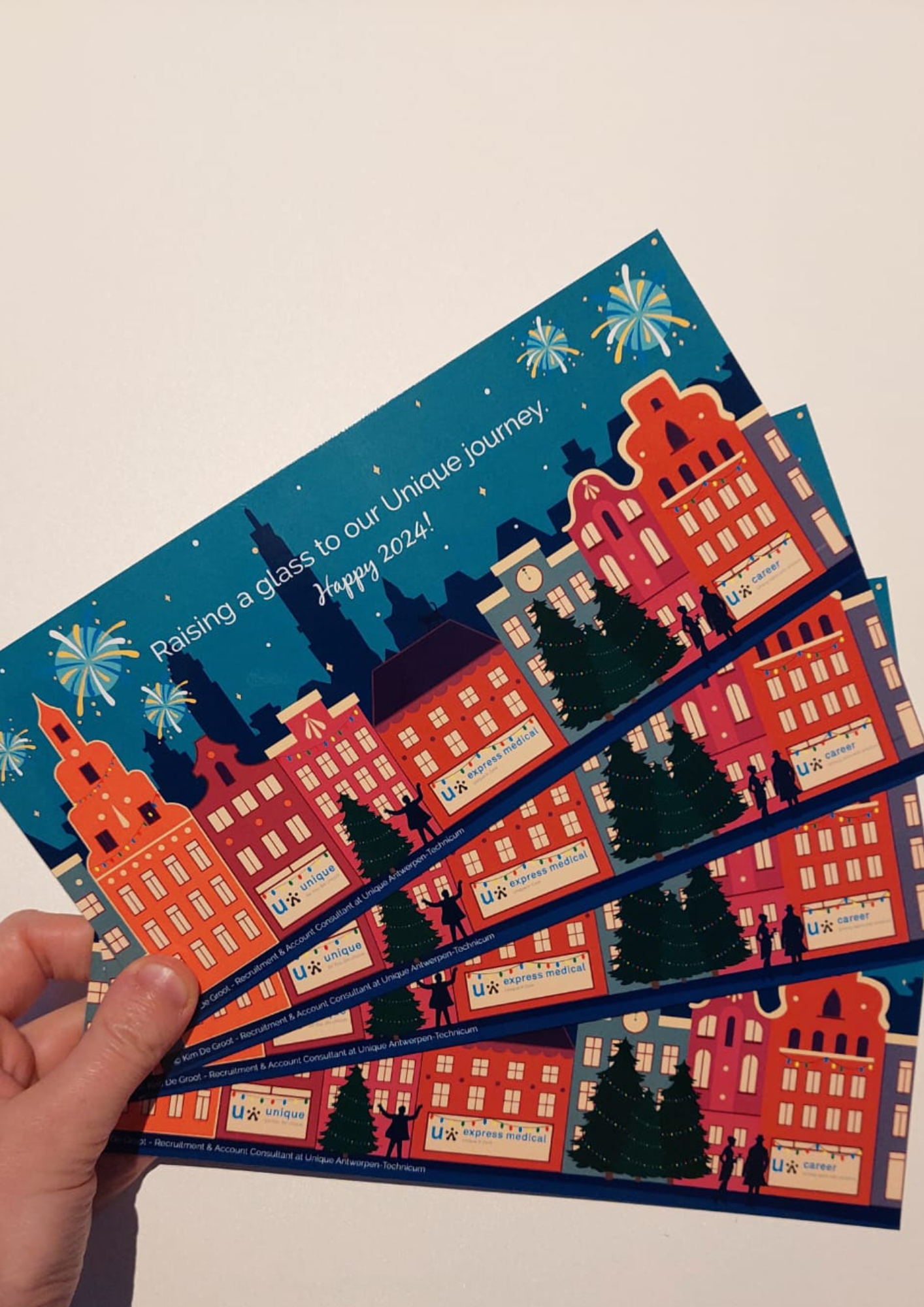 Illustratie op maat in opdracht bedrijfskerstkaart in huisstijl